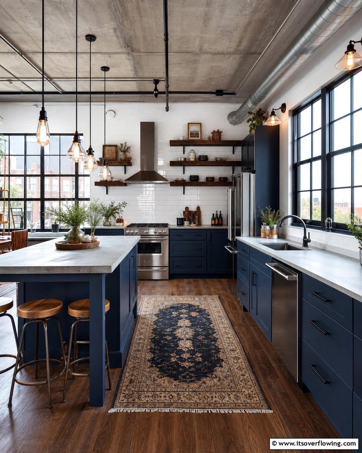 Urban Farmhouse Revival - 21 Blue Farmhouse Kitchen Cabinet Ideas for Rustic Charm
