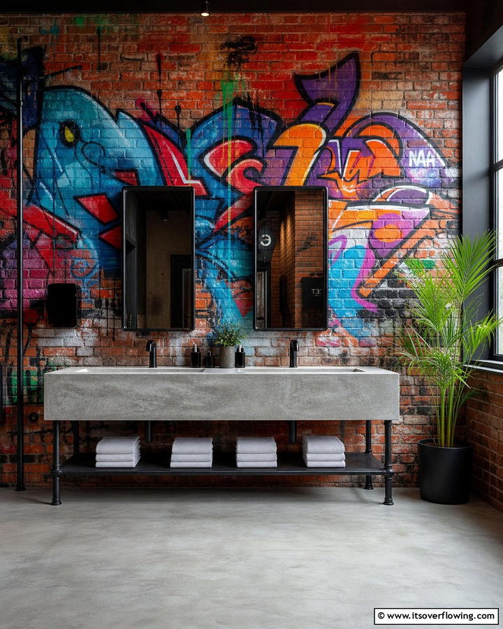 Urban Graffiti Art - 30 Bathroom Art Ideas to Elevate Your Walls with Personality