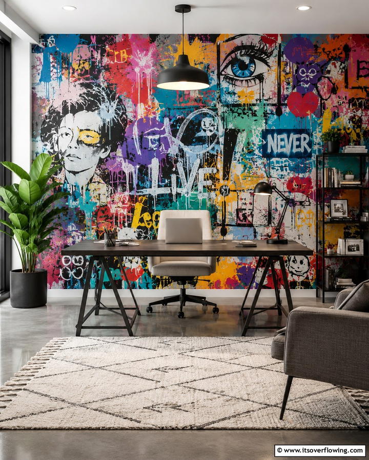 Urban Graffiti Edge - 30 Office Wallpaper Ideas for a Productive Workspace