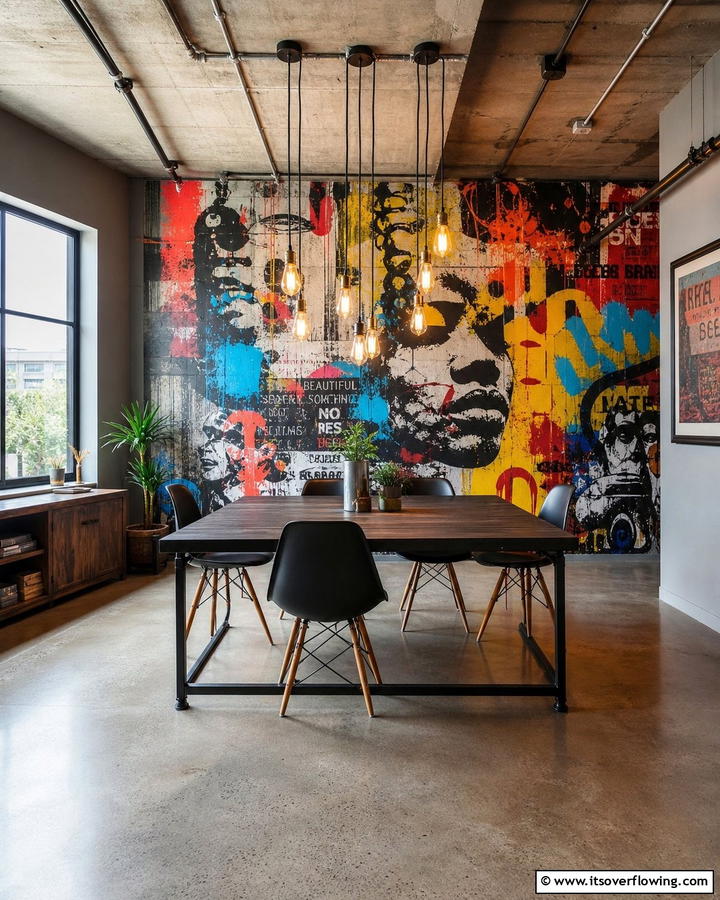 Urban Graffiti Elements - 30 Dining Room Accent Wall Ideas for Bold Style