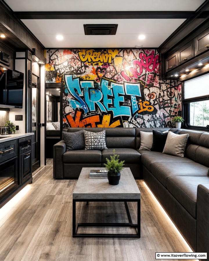 Urban Graffiti - 25 RV Wallpaper Ideas for a Stylish and Comfortable Space