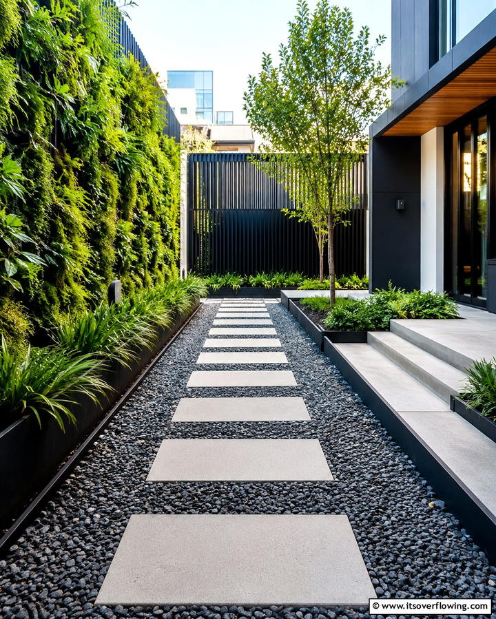Urban Gravel Accent Path - 30 Gravel Driveway Ideas- Durable & Stylish Options