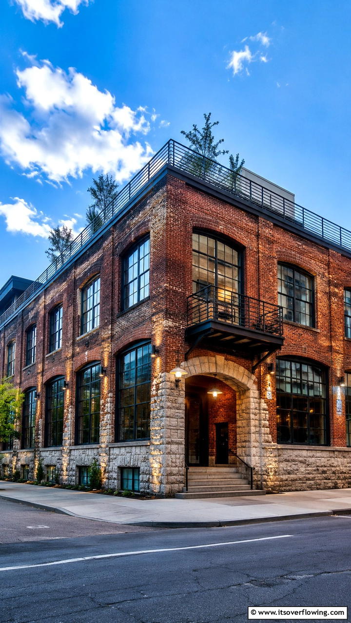 Urban Industrial Brick Loft with Exposed Stone - 30 Brick Houses With Stone Accents- Exterior Design Inspiration
