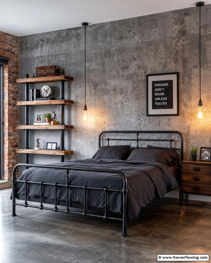 Urban Industrial Edge - 21 Stunning Bedroom Wallpaper Ideas to Elevate Your Sanctuary
