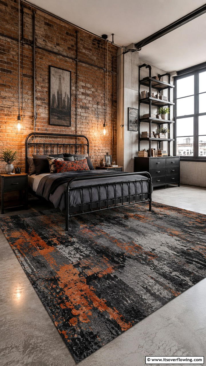 Urban Industrial Edge - 30 Bedroom Rug Ideas to Anchor and Elevate Your Decor