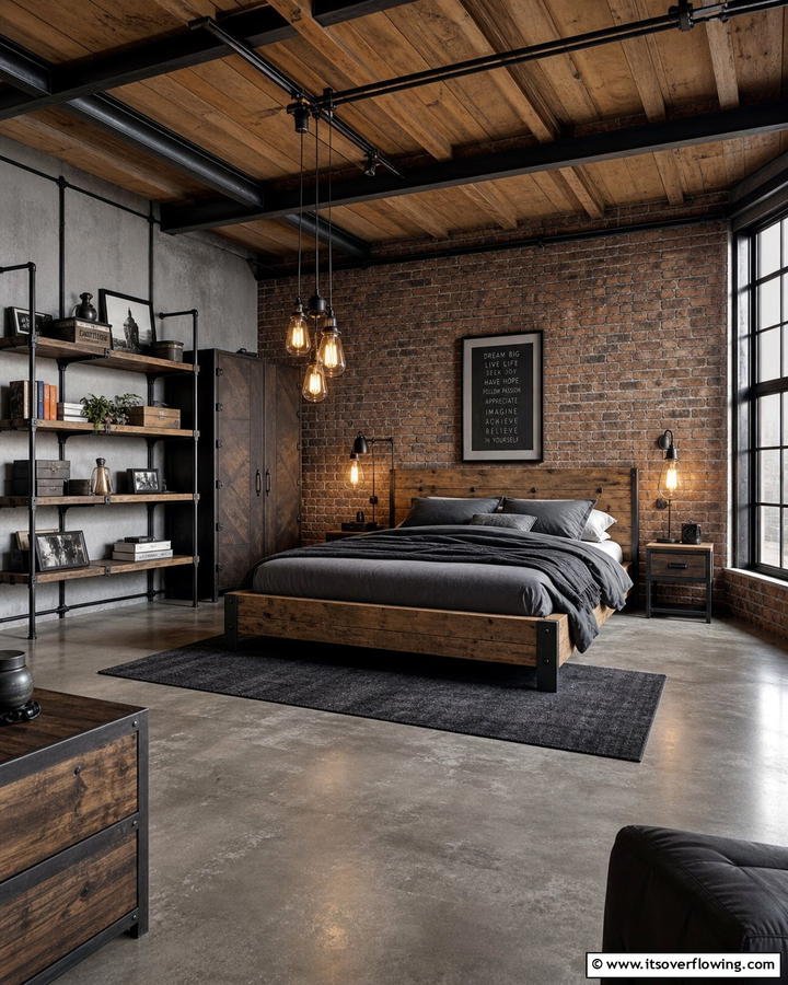 Urban Industrial Edge - 21 Inspiring Bedroom Decor Ideas for a Cozy Retreat
