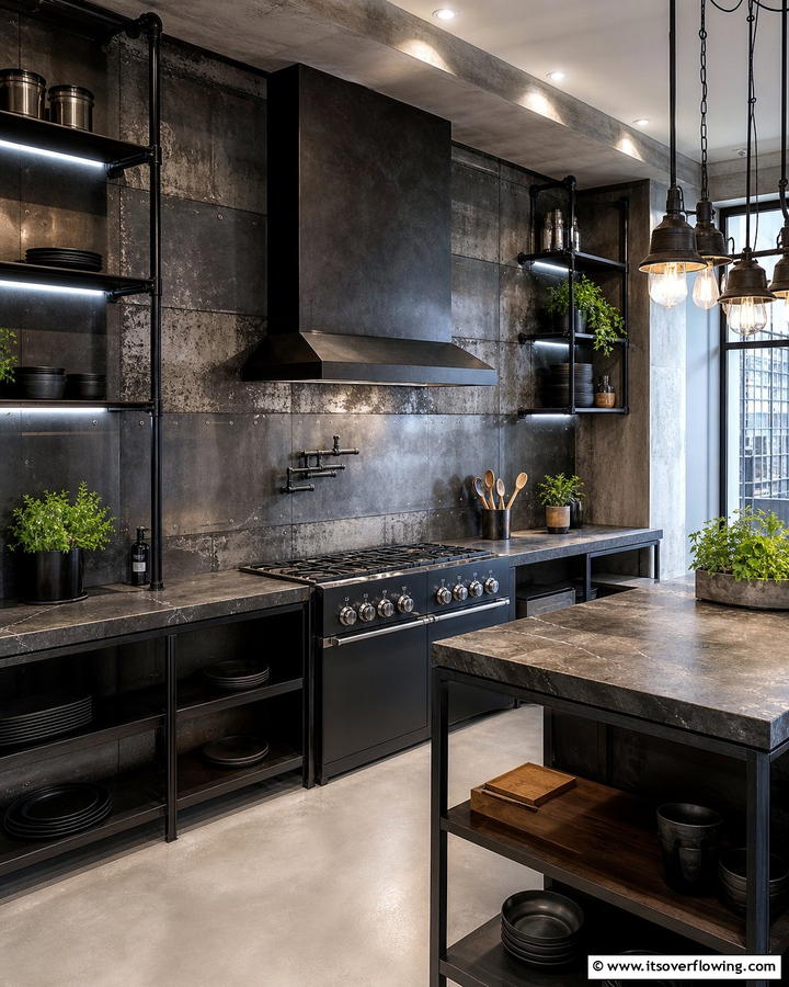 Urban Industrial Style - 30 Kitchen Splashback Ideas for Chic and Practical Walls