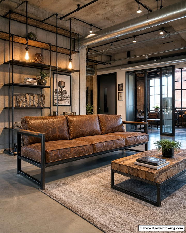 Urban Industrial Style - 21 Living Room Couch Ideas for Comfortable Entertaining
