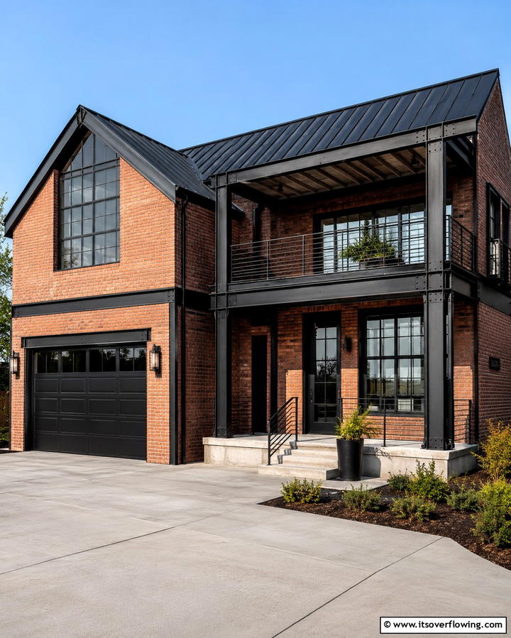 Urban Industrial with Metal and Brick - 30 Black Roof Exterior Home Design Ideas for Bold Contrast