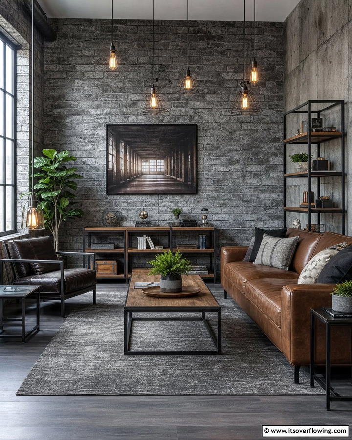 Urban Industrial - 21 Living Room Wallpaper Ideas to Refresh Your Decor
