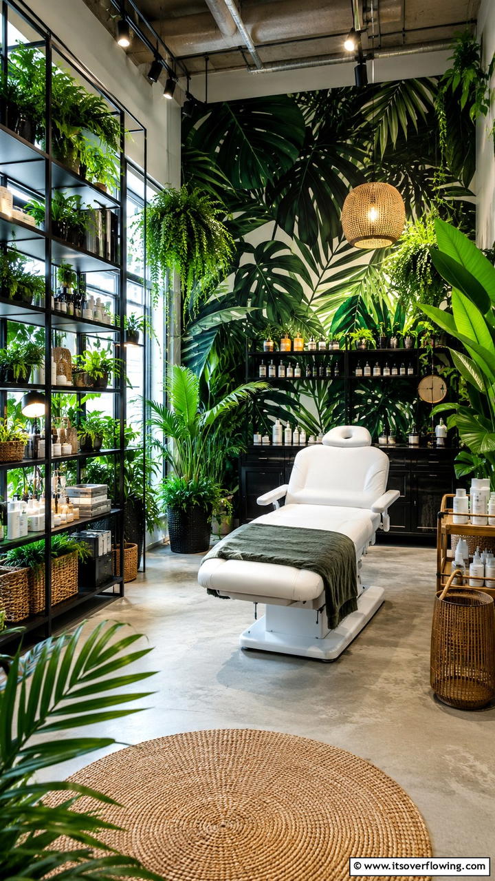 Urban Jungle Facial Space - 30 Facial Room Ideas for At-Home Skincare Sanctuaries