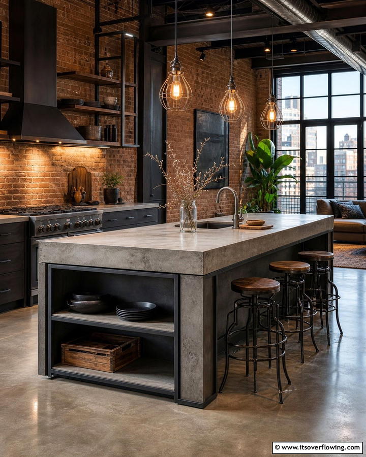 Urban Loft Aesthetic - 30 Kitchen Island Decor Ideas for Stylish Functionality