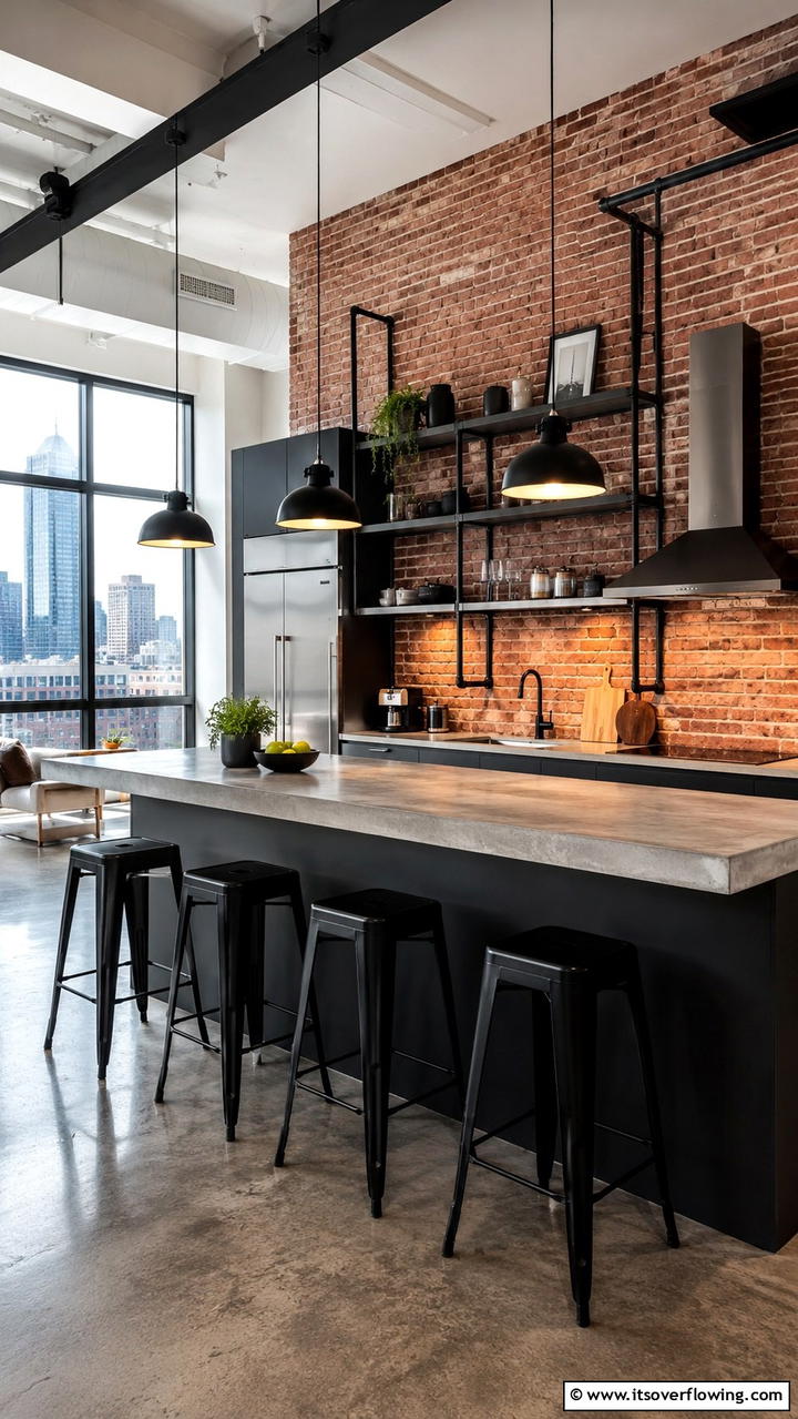 Urban Loft Breakfast Bar - 30 Breakfast Bar Ideas for Functional Kitchen Spaces