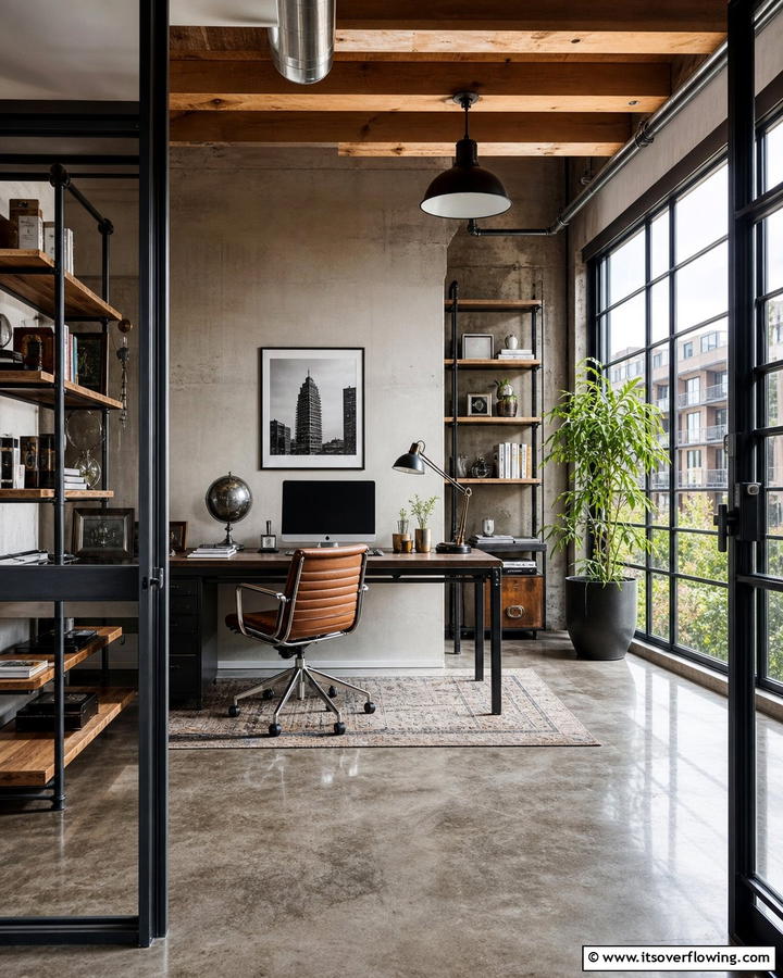 Urban Loft Inspired Workspace - 21 Small Home Office Ideas for Productive Workspaces