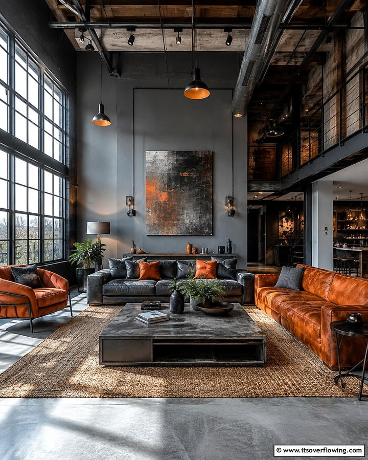 Urban Loft Vibe - 30 Striking Contrasting Living Rooms Featuring Dark Grey Walls
