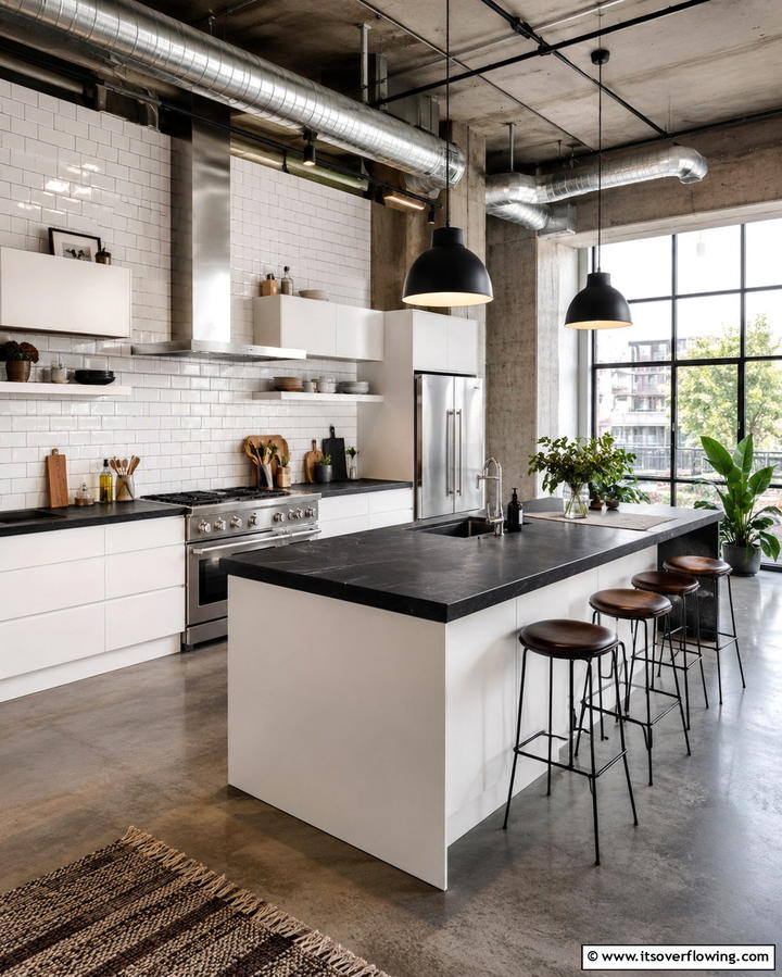 Urban Loft Vibes - 25 Kitchen With White Cabinets and Black Countertops Ideas