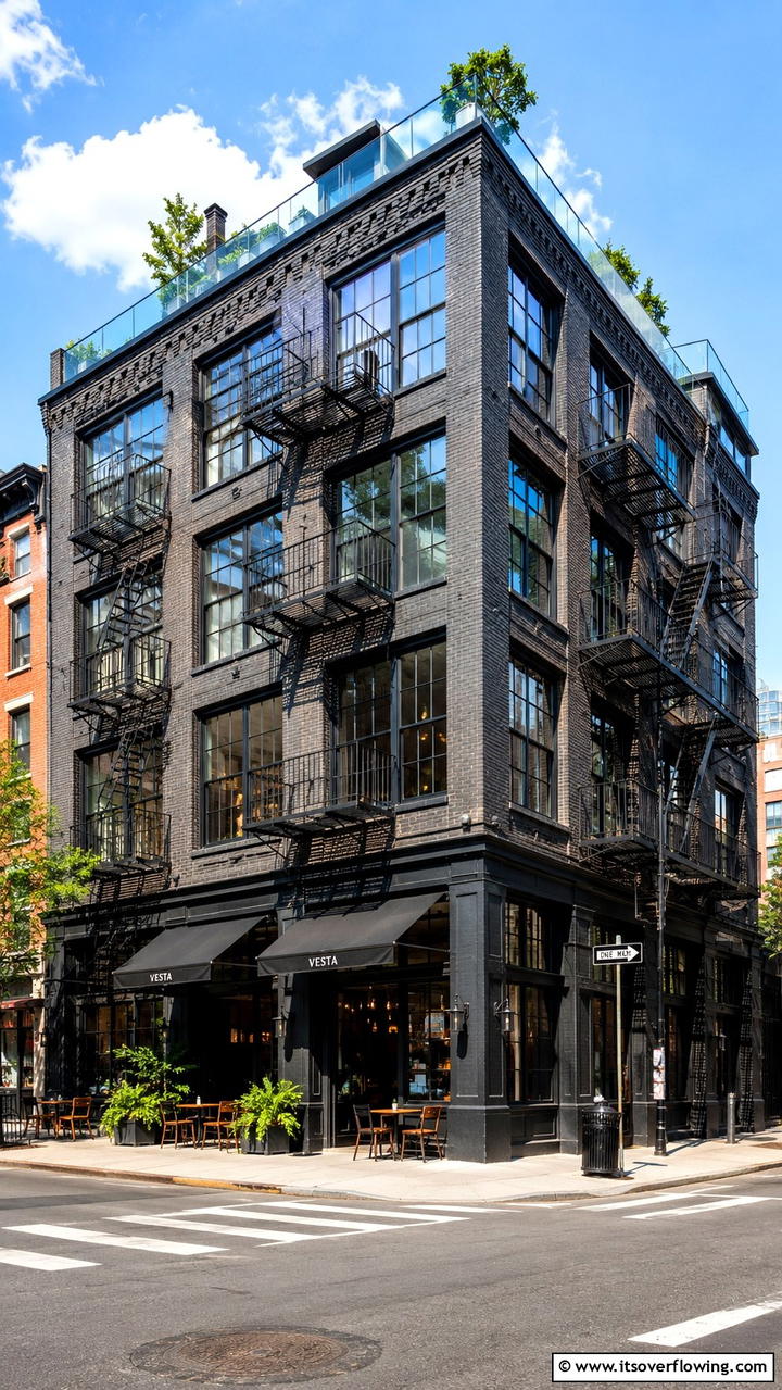 Urban Loft with Black Brick Elements - 30 Black Brick House Exteriors for Bold Curb Appeal