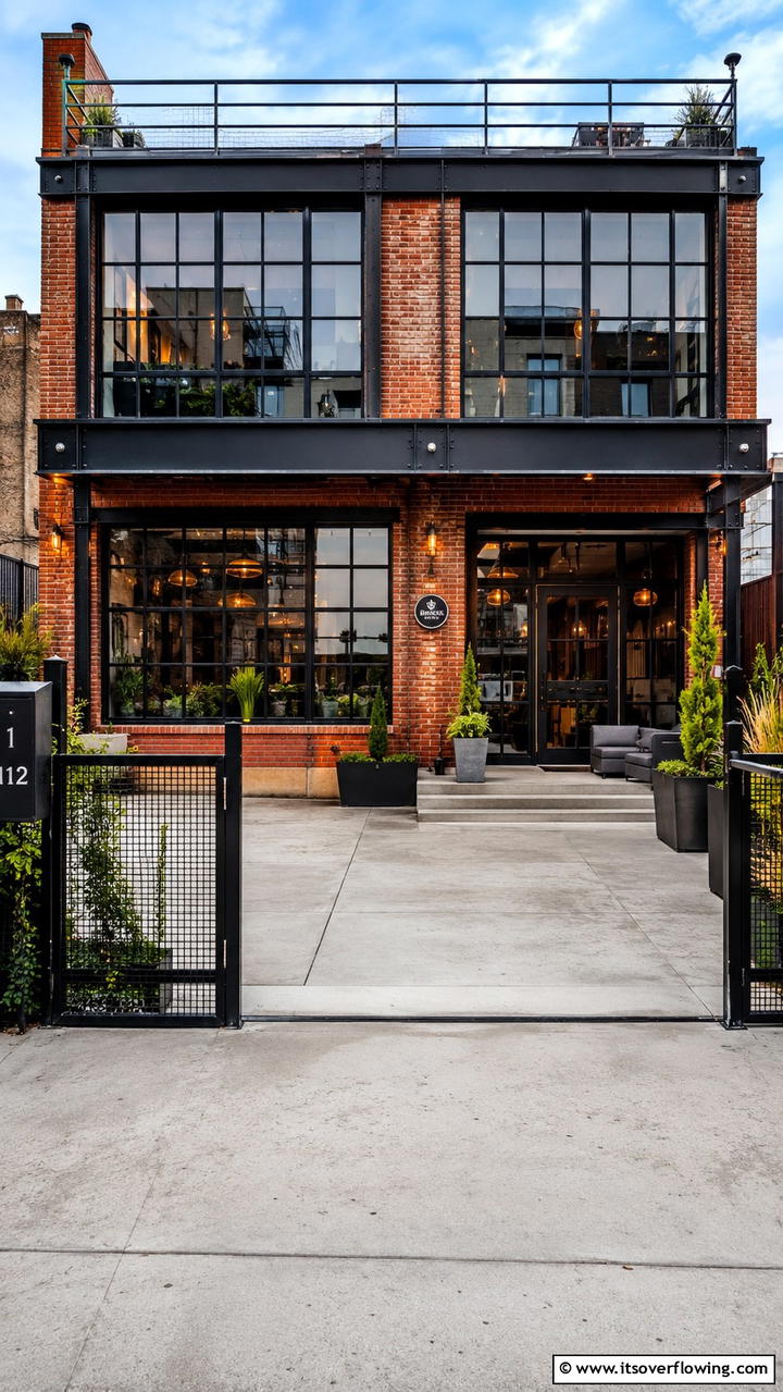 Urban Loft with Sleek Black Frames - 30 Modern House Designs With Black Windows Inspiration