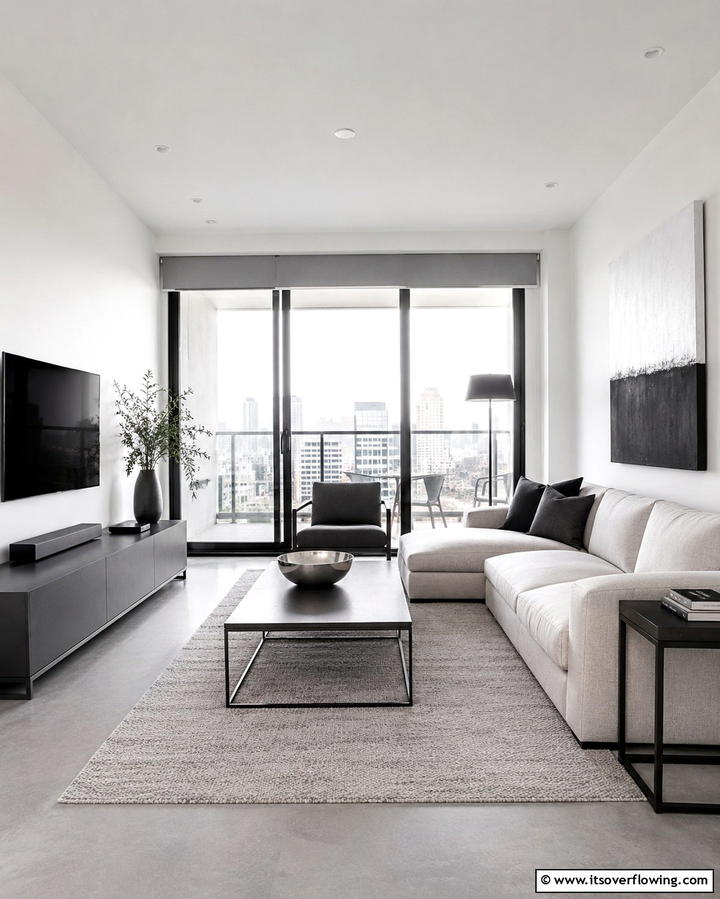 Urban Minimalist Approach - 30 Awkward Living Room Layout Solutions for Cohesive Design