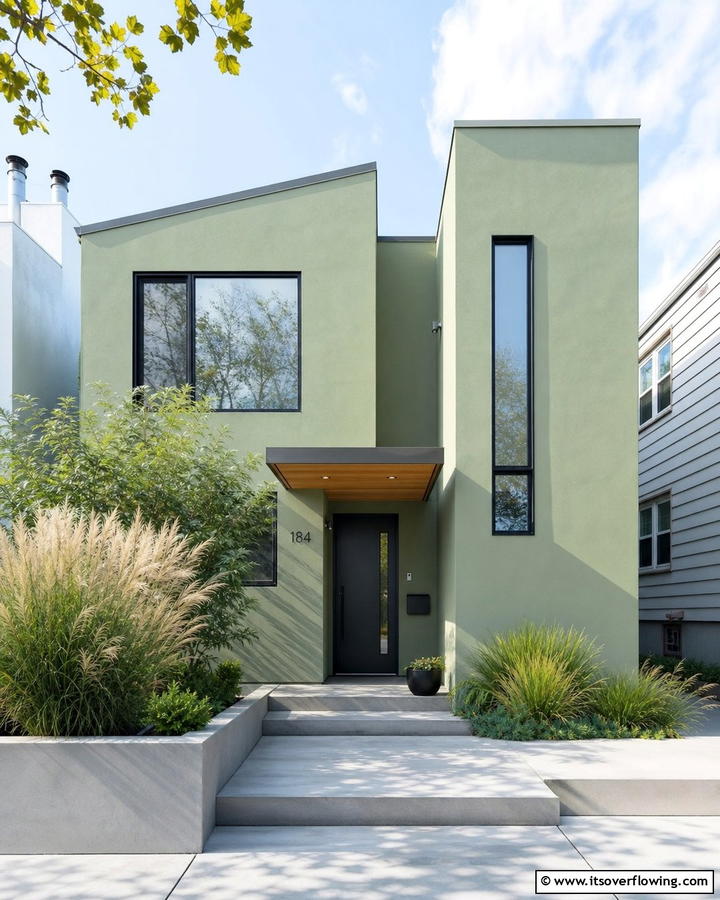 Urban Minimalist Sage Exteriors - 21 Sage Green Exterior Home Designs for Curb Appeal Refresh