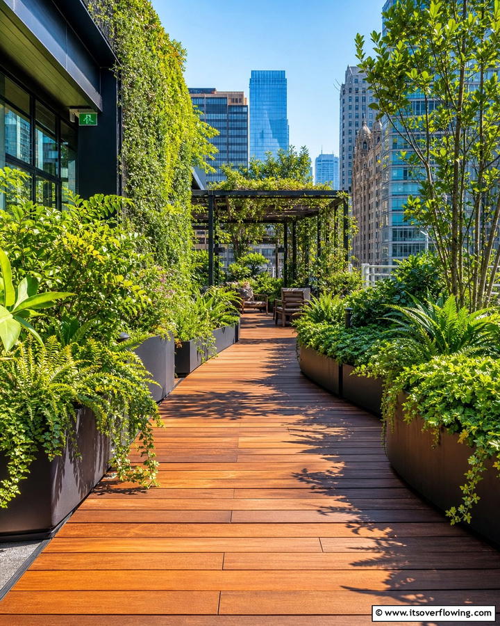 Urban Oasis Wooden Path - 30 Wooden Walkway Ideas for Gardens and Outdoor Paths