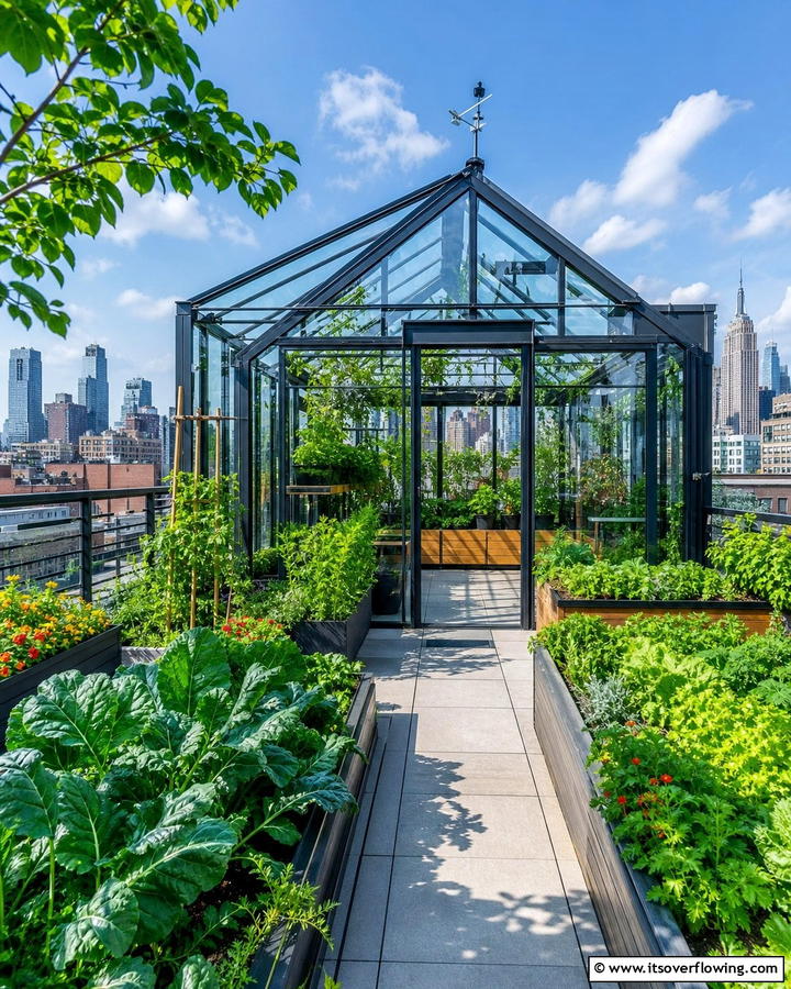 Urban Rooftop Garden Greenhouse - 21 Greenhouse Ideas to Nurture Plants Year-Round