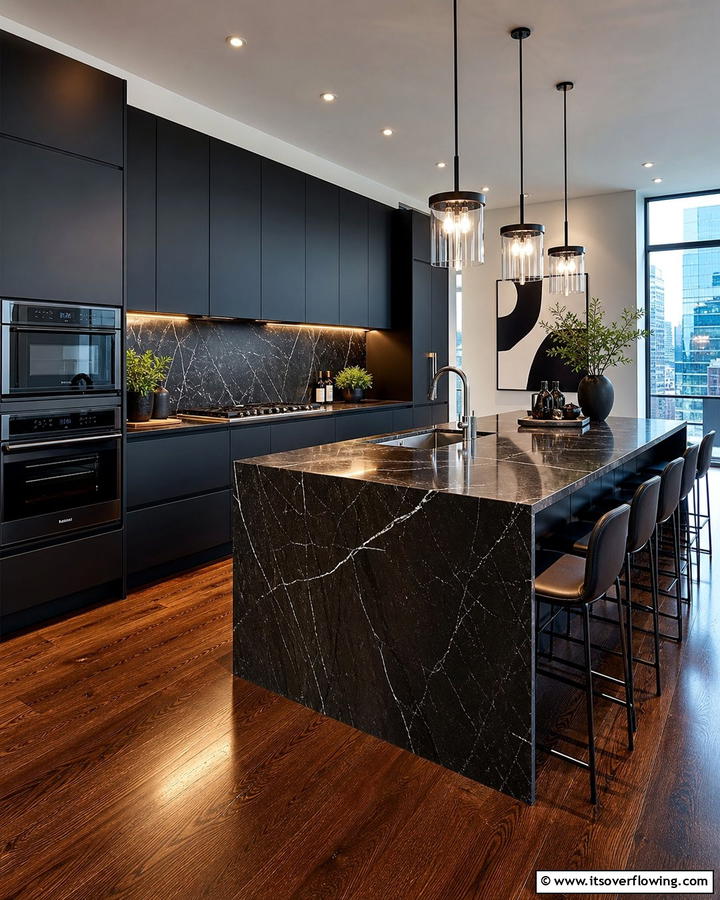 Urban Sophistication - 30 Kitchens With Black Cabinets for Bold Elegance