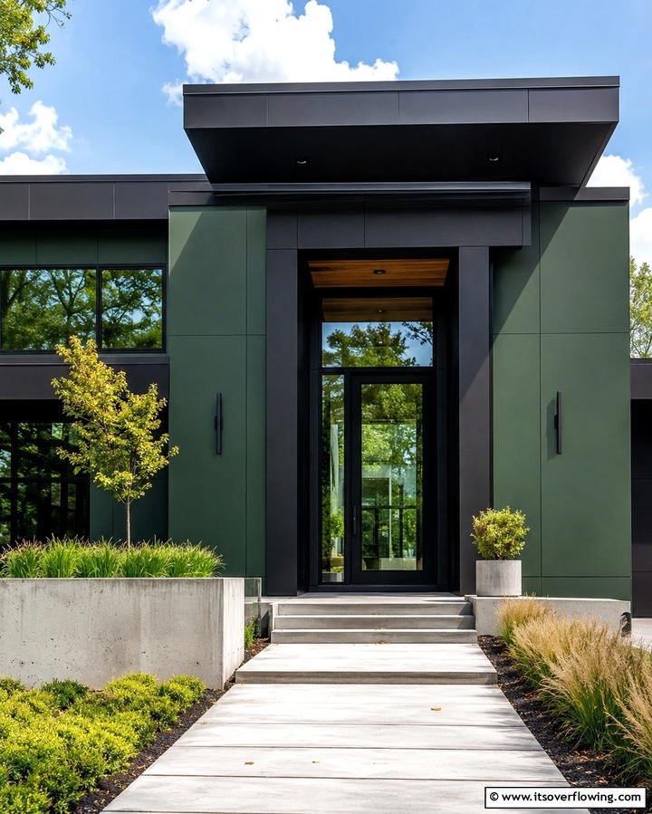 Urban Sophistication with Matte Finishes - 25 Green House Exterior With Black Trim Ideas