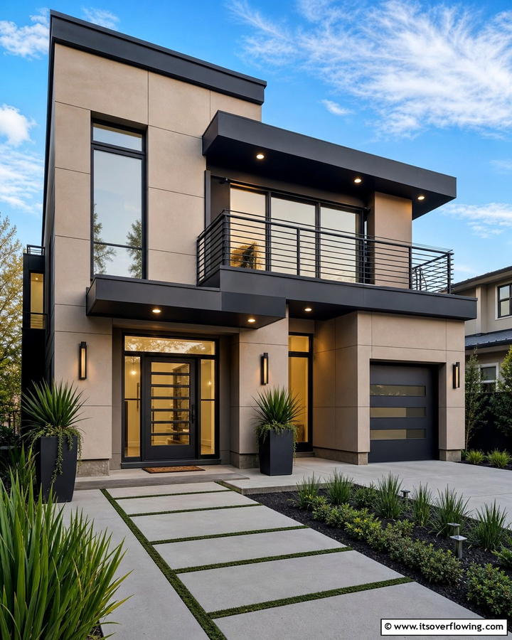 Urban Sophistication - 25 Tan House With Black Trim Design Ideas for Elegance