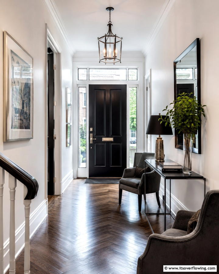 Urban Townhouse Appeal - 25 White House Ideas with Black Doors for Contrast