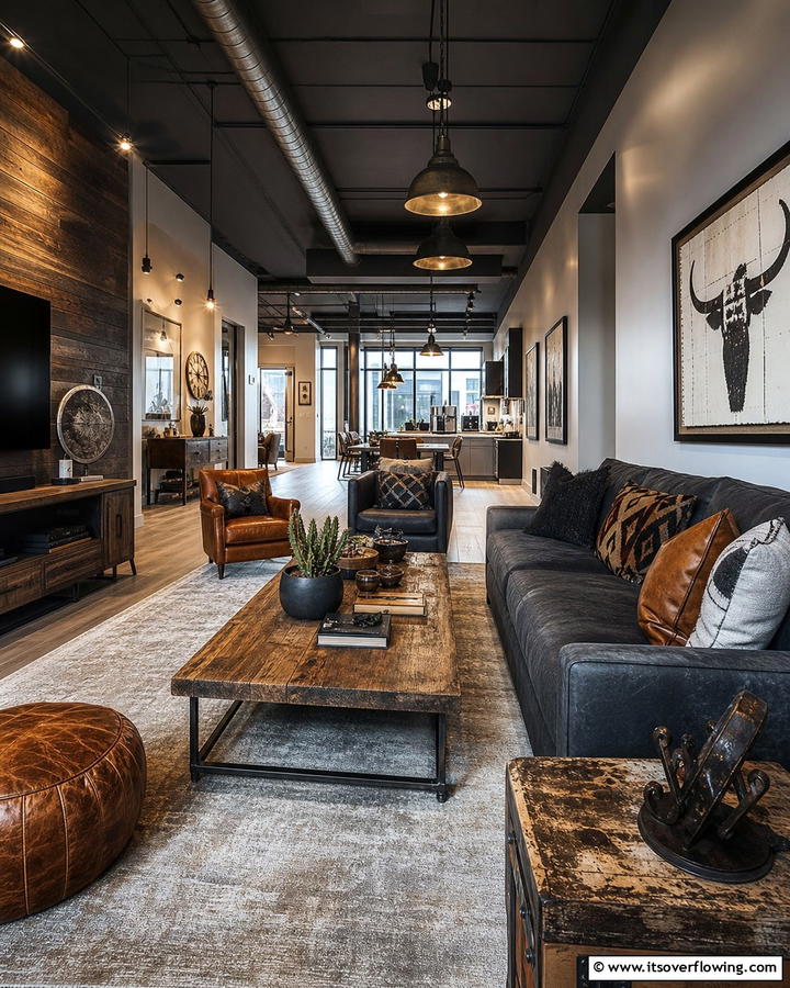 Urban Western Fusion - 30 Western Living Room Ideas for Cozy Rustic Ambiance