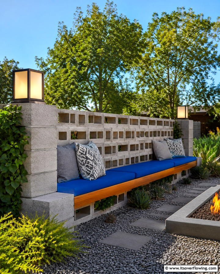 Urban Zen Retreat - 30 Creative Cinder Block Fence Designs for Outdoor Spaces