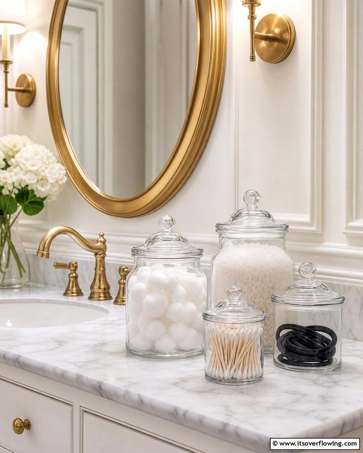 Use Apothecary Jars for Essentials - 25 Bathroom Counter Organization Ideas for a Clutter-Free Space