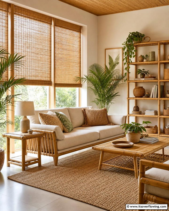 Use Bamboo Accents - 25 Earthy Living Room Decor Ideas for a Cozy Ambiance