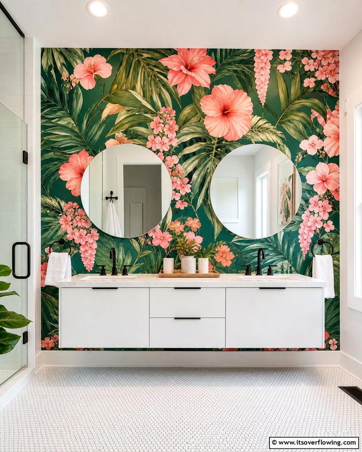 Use Bold Wallpaper - 25 Elegant Bathroom Decor Ideas for a Luxurious Feel