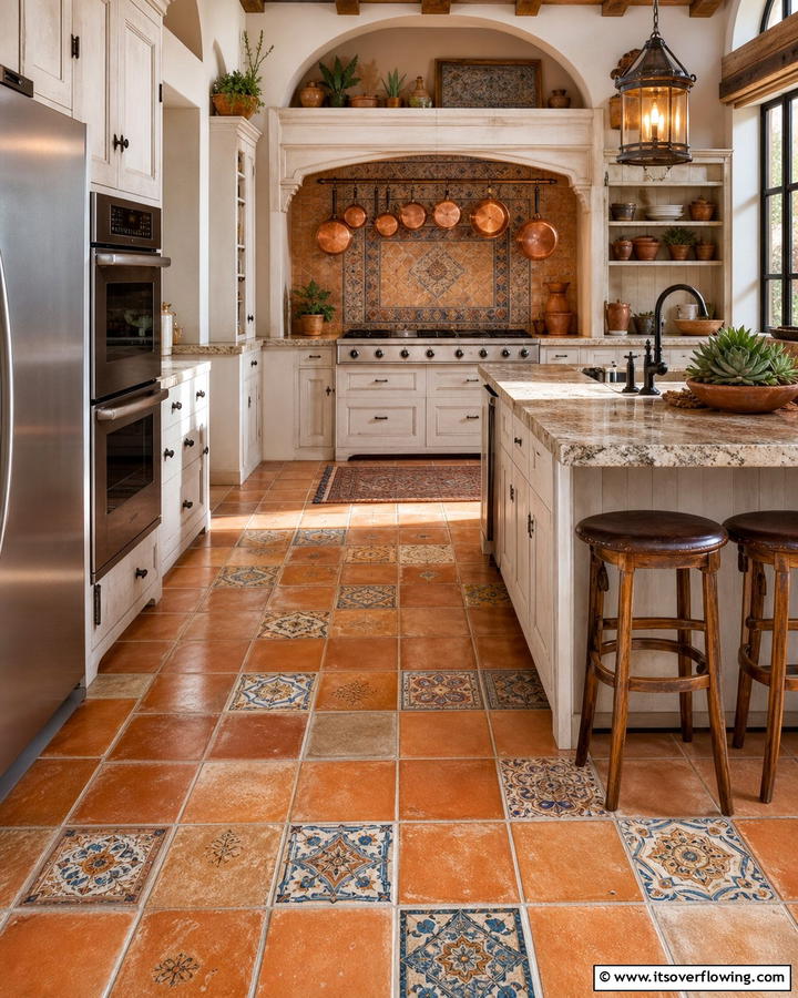 Use Ceramic or Clay Tiles for Flooring - 20 Natural Kitchen Design Ideas for a Warm Feel