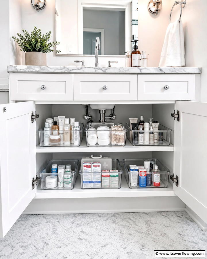 Use Clear Storage Bins - 25 Bathroom Cabinet Organization Ideas for a Clutter-Free Space