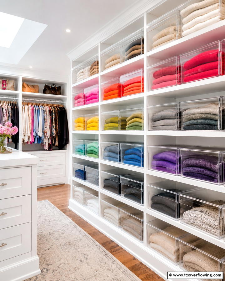 Use Clear Storage Bins - 20 Sweater Storage Ideas to Organize Your Wardrobe