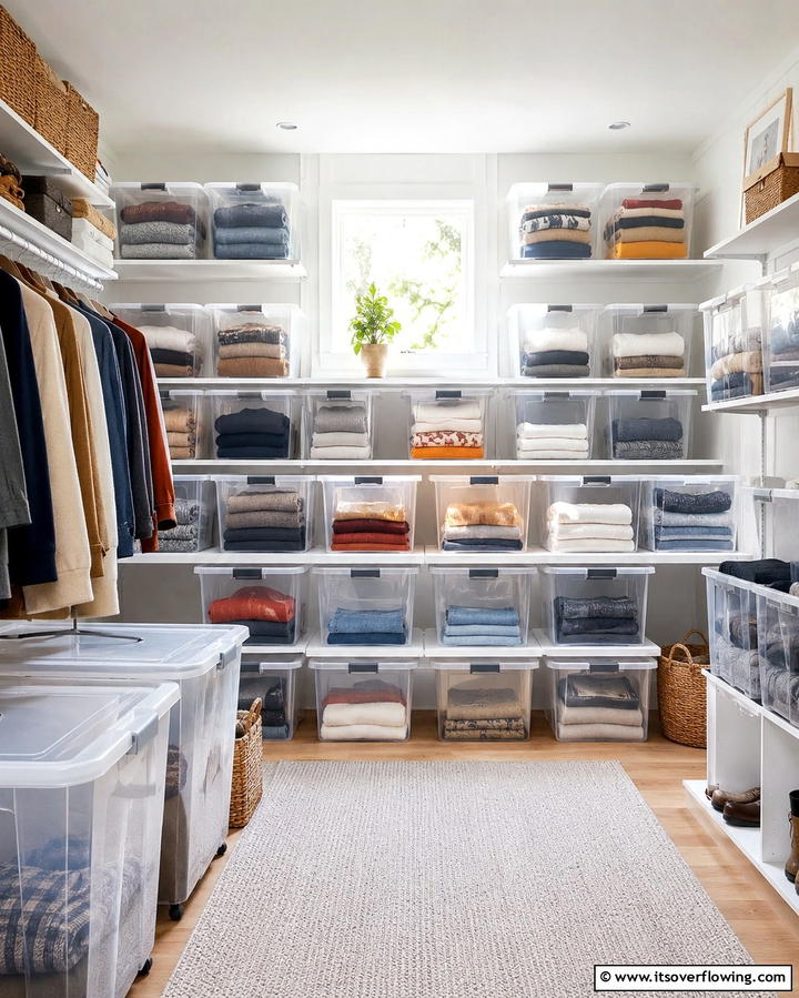 Use Clear Storage Containers - 25 Small Closet Storage Ideas to Maximize Space