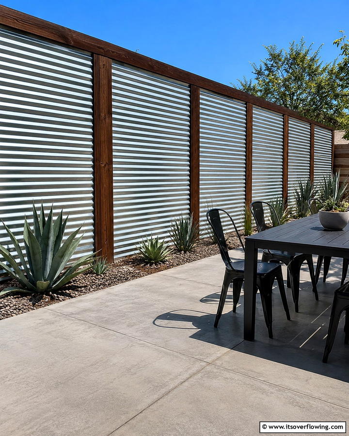Use Corrugated Metal Panels - 30 Cheap Ways to Block Neighbors View in Your Garden