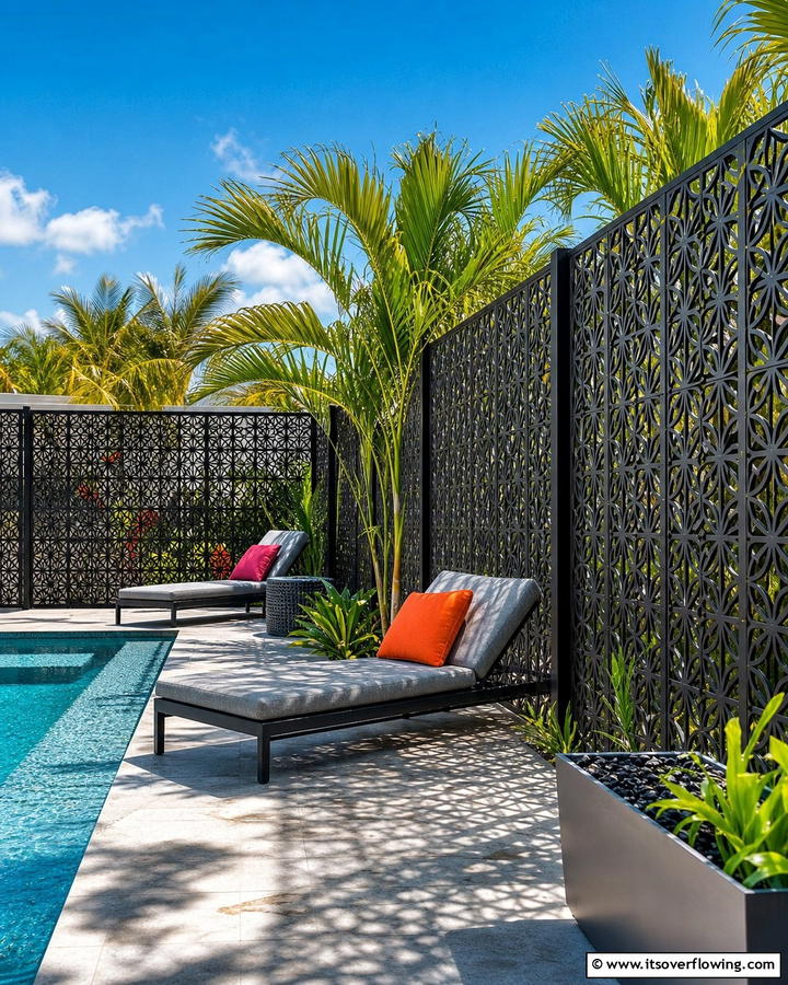 Use Decorative Privacy Screens - 20 Pool Privacy Ideas to Enhance Your Outdoor Space
