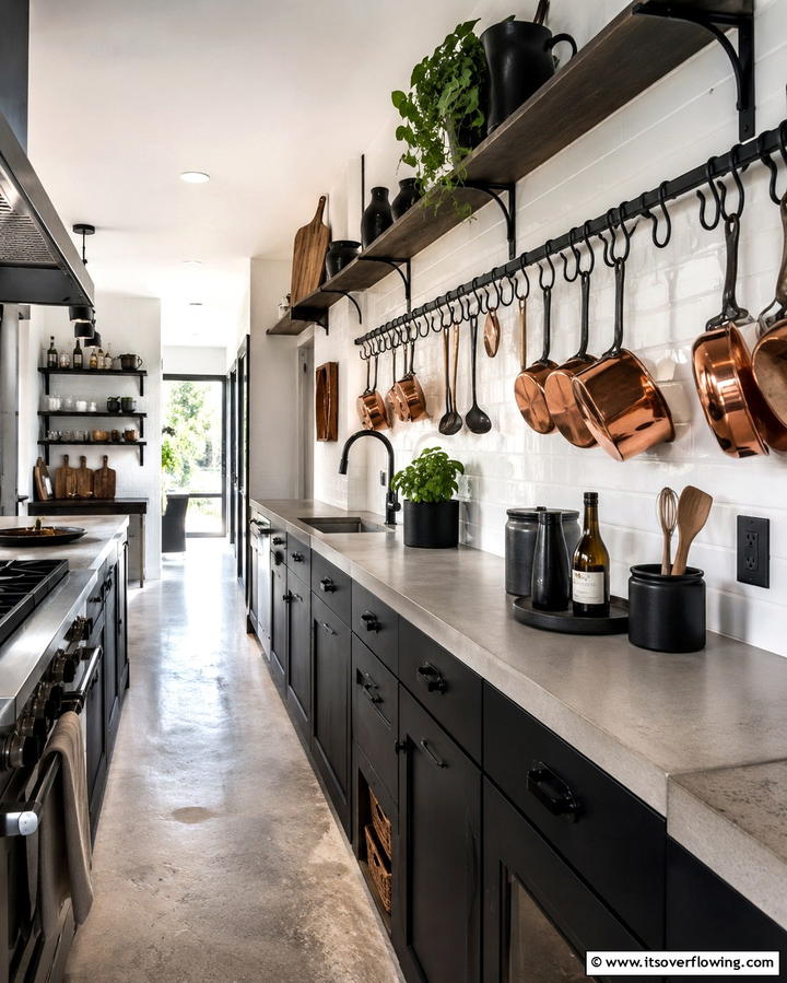 Use Hooks to Hang Utensils and Pots - 25 Small Galley Kitchen Ideas on a Budget