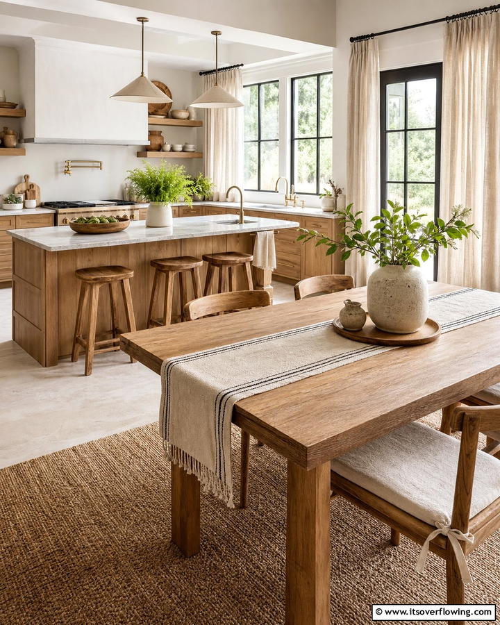 Use Linen or Cotton Textiles - 20 Natural Kitchen Design Ideas for a Warm Feel