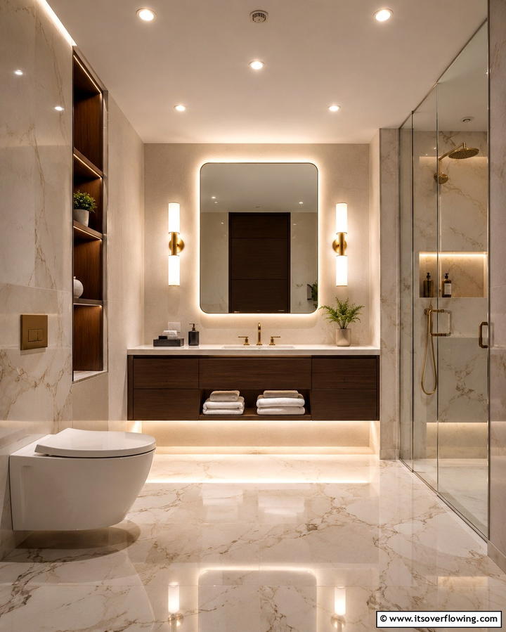 Use Mirrors Strategically - 20 Windowless Bathroom Ideas to Brighten Up Your Space