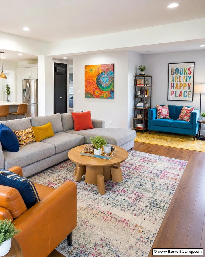 Use Mismatched Sofas as Zoning Tools - 20 Mismatched Sofas in Living Room Ideas for Eclectic Style