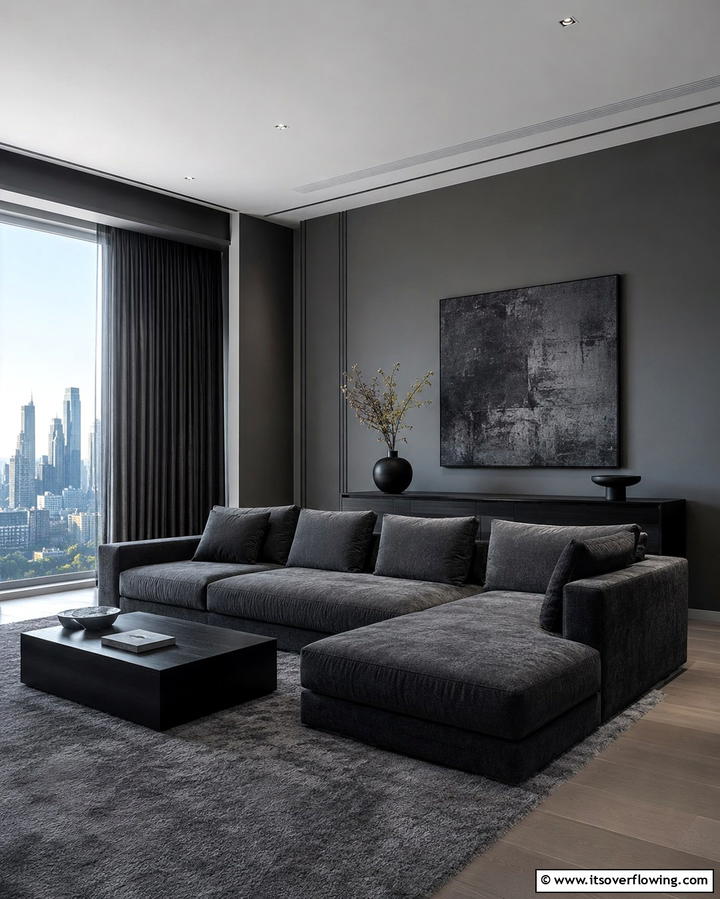 Use Monochromatic Layers - 30 Grey Couch Living Room Styling Ideas for Cozy Spaces