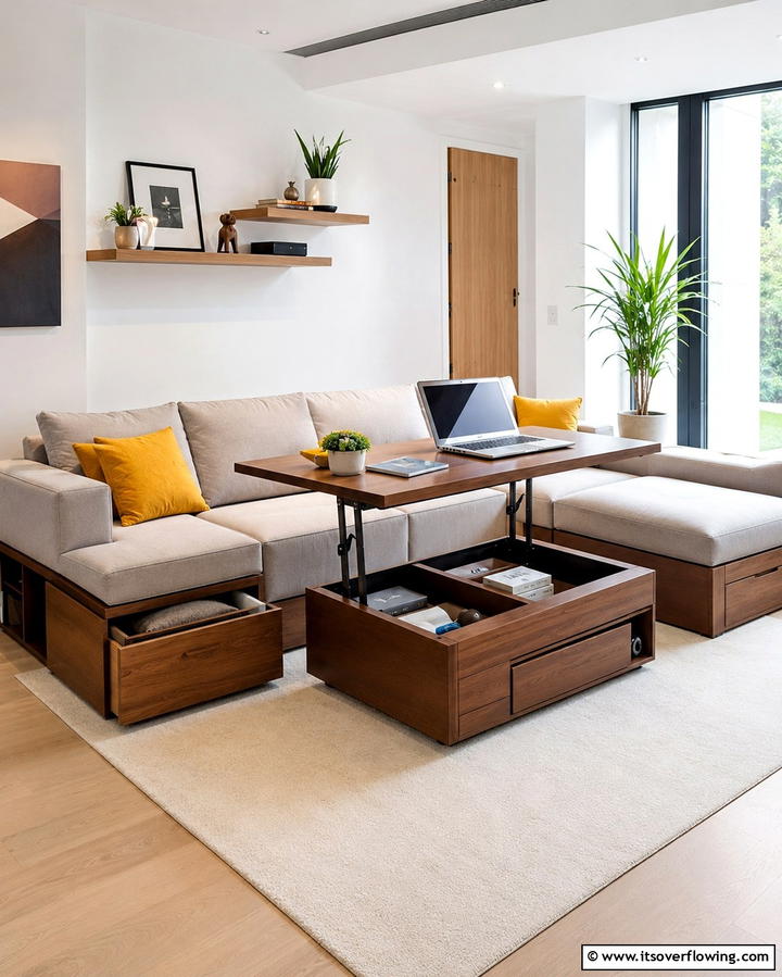 Use Multifunctional Furniture - 25 Simple Living Room Ideas for a Cozy and Inviting Space