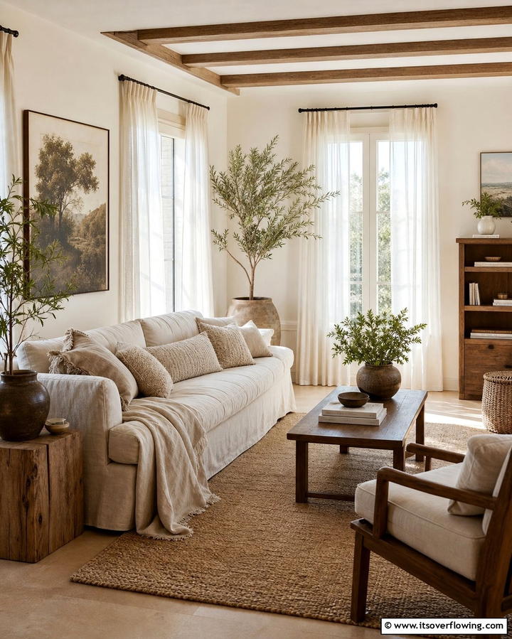 Use Organic Fabrics - 25 Earthy Living Room Decor Ideas for a Cozy Ambiance