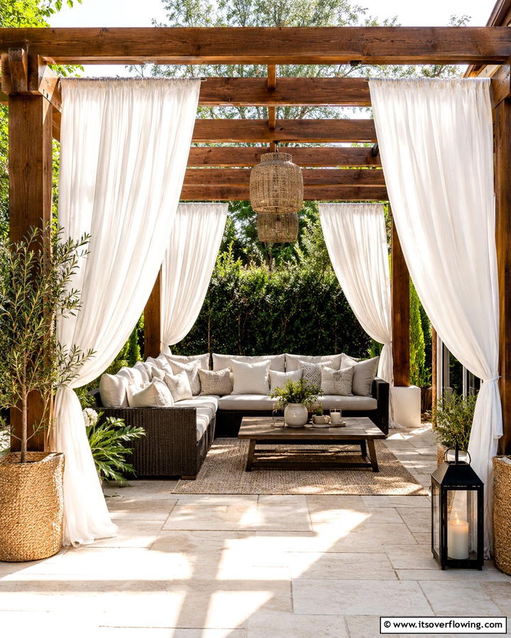 Use Outdoor Curtains - 30 Cheap Ways to Block Neighbors View in Your Garden