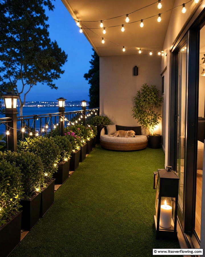 Use Outdoor Lighting - 20 Dog Balcony Ideas for Your Furry Friend’s Comfort